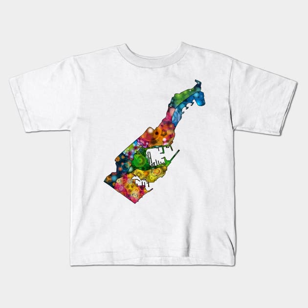Spirograph Patterned Monaco Administrative Divisions Map Kids T-Shirt by RachelEDesigns